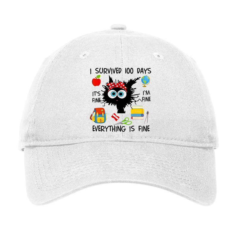 100th Day Of School Its Fine Im Fine Everythings F Adjustable Cap | Artistshot