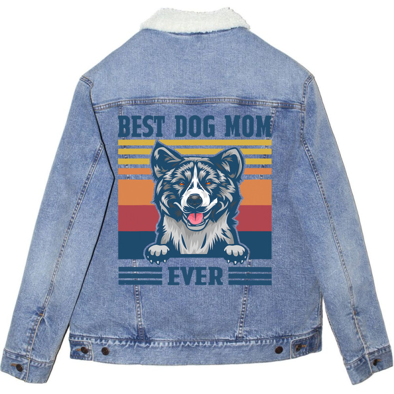 Best Akita Mom Ever Funny Dog Mom Mothers Day Gift Unisex Sherpa-lined Denim Jacket | Artistshot