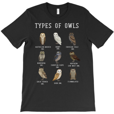 Types Of Owls Shirt Educational Cute Owl Lover T Shirt T-shirt Designed By Annamarie Mueller