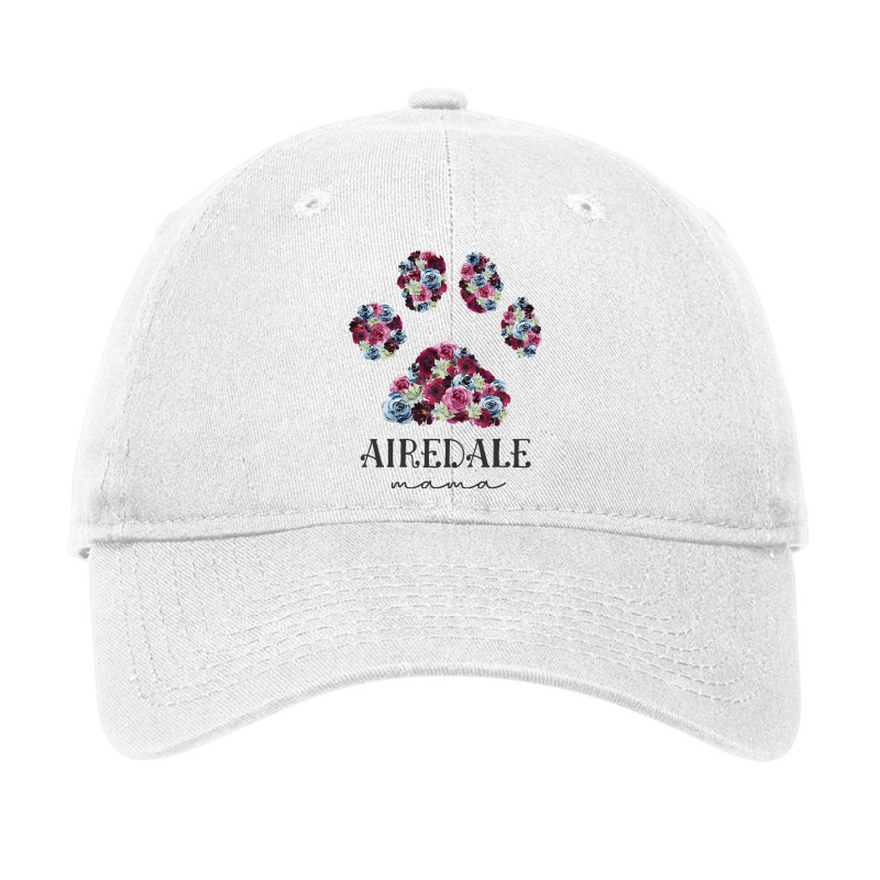 Airedale Terrier Mama Floral Paw Dog Mom 3 Adjustable Cap by SamiaJarar | Artistshot