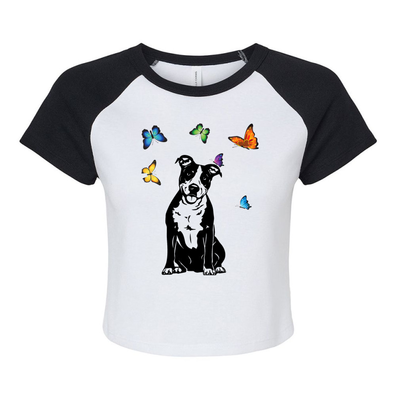 American Staffordshire Terrier Butterflies Amstaff Raglan Crop Top by YarielHaskel | Artistshot