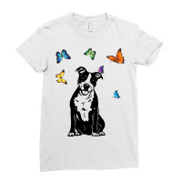 American Staffordshire Terrier Butterflies Amstaff Ladies Fitted T-shirt | Artistshot