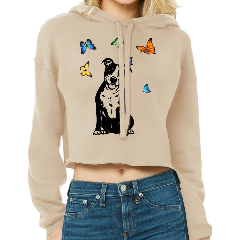 American Staffordshire Terrier Butterflies Amstaff Cropped Hoodie by YarielHaskel | Artistshot