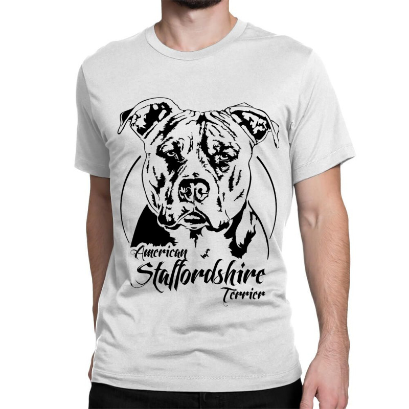 American Staffordshire Terrier Dog Breed Portrait  Classic T-shirt by TamariGinter | Artistshot