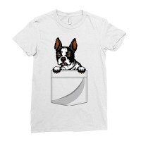 Boston Terrier In A Pocket Ladies Fitted T-shirt | Artistshot