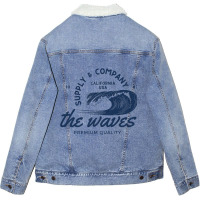 Beach Surfing Surfer Surf Waves Unisex Sherpa-lined Denim Jacket | Artistshot