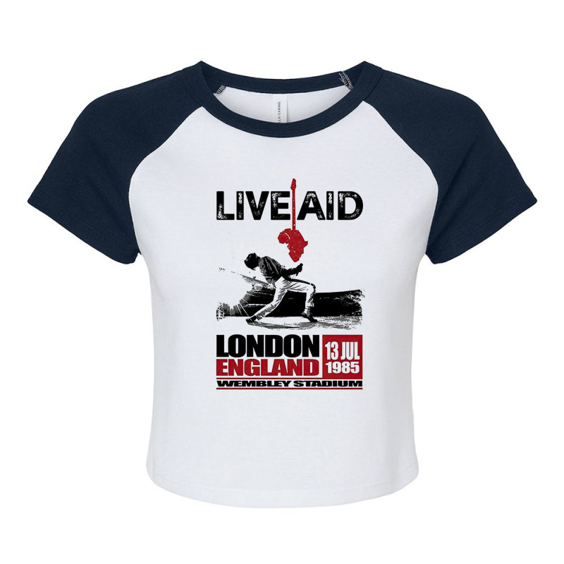 Wembley Live Aid Concert Remastered, London England Wemblay Stadium, M Raglan Crop Top | Artistshot