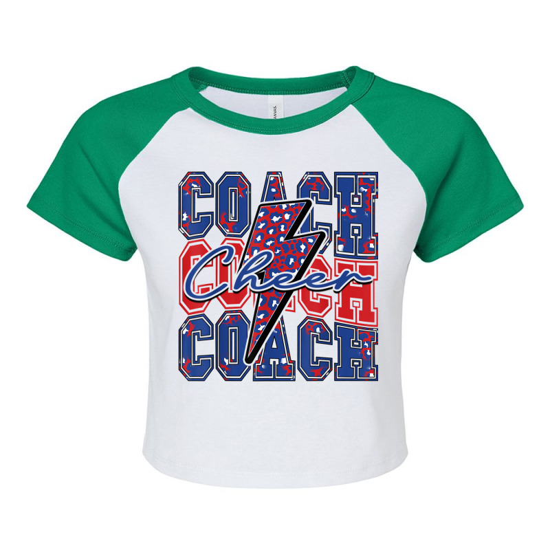 Cheer Coach Lightning Bolt Cheer Leopard Blue Red Raglan Crop Top by bambi | Artistshot