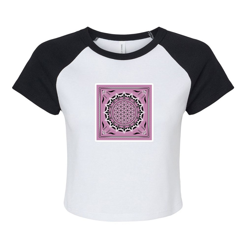 Flower Of Life Sacred Geometry Metatrons Cube Symbol Healing And Balan Raglan Crop Top by riska_art | Artistshot