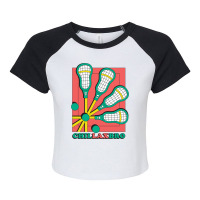 Funny Lacrosse Sticks And Balls Chillax Bro Lacrosse Team Sweatshirt Raglan Crop Top | Artistshot