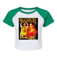 Madhuri Dixit, Madhuri Dixit Vintage, Madhuri Dixit Art, Madhuri Dixit Raglan Crop Top | Artistshot