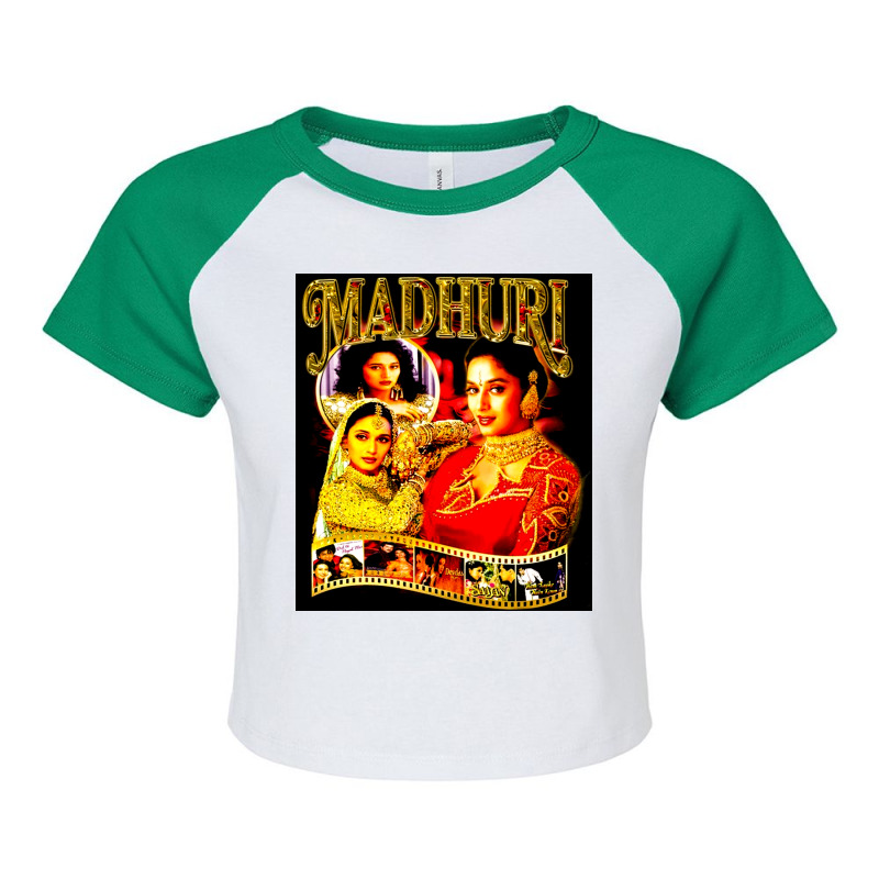 Madhuri Dixit, Madhuri Dixit Vintage, Madhuri Dixit Art, Madhuri Dixit Raglan Crop Top by SHOPEERTWE | Artistshot