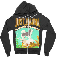 Alaskan Malamute T  Shirt Dog Owner, Just Wanna Pet My Alaskan Malamut Zipper Hoodie | Artistshot