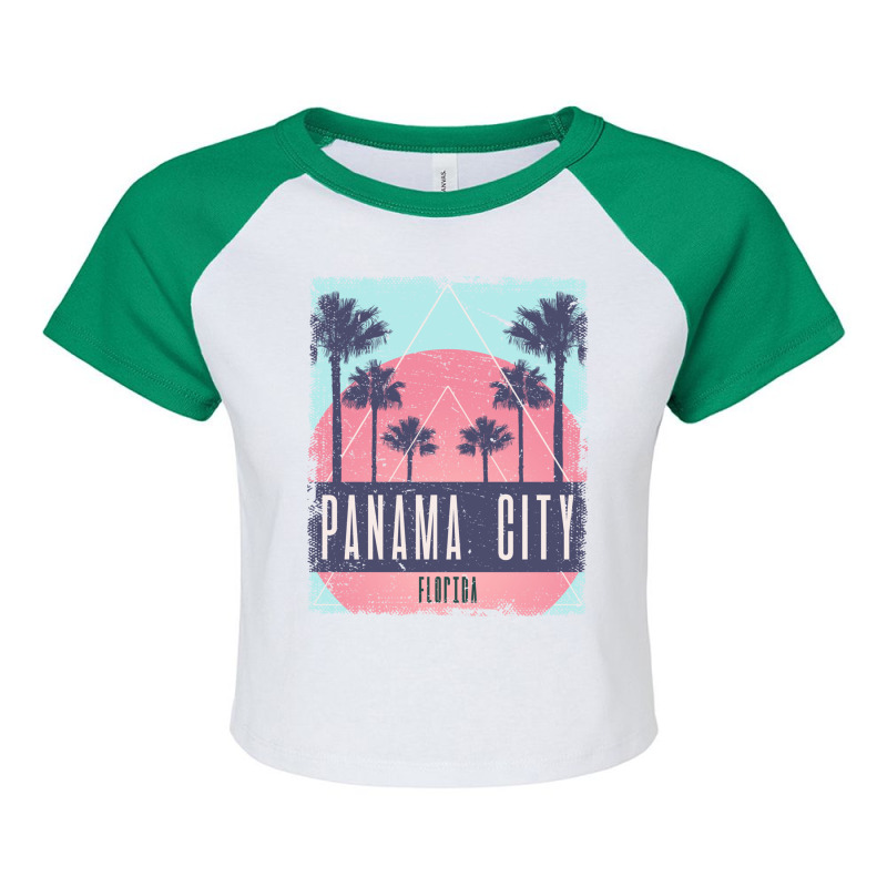 Panama City Beach Florida Fl Vintage Vaporwave Retro 80s Sweatshirt Raglan Crop Top by cm-arts | Artistshot