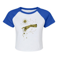 Gold Divine Hand, Celestial Magic, Stars And Space Galaxy T Shirt Raglan Crop Top | Artistshot