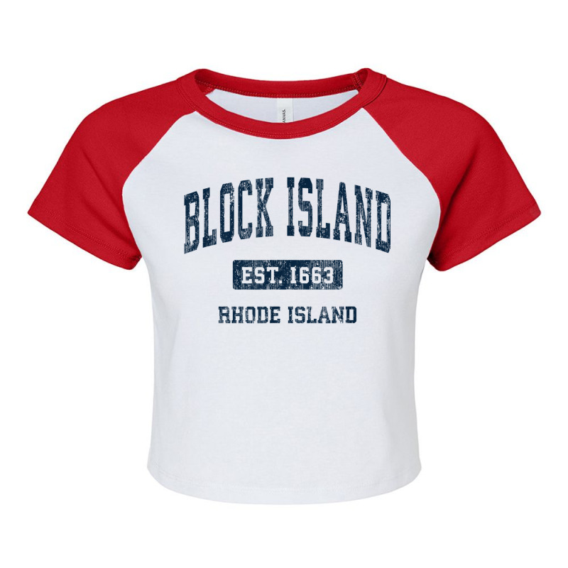 Block Island Rhode Island Ri Vintage Athletic Sports Design Raglan Crop Top by Deluxe | Artistshot