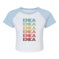 First Name Enea Italian Boy Retro Birthday Nametag Father Raglan Crop Top | Artistshot