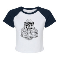 Womens Hipster American Cocker Spaniel In Nerd Glasses Dog V Neck T Sh Raglan Crop Top | Artistshot