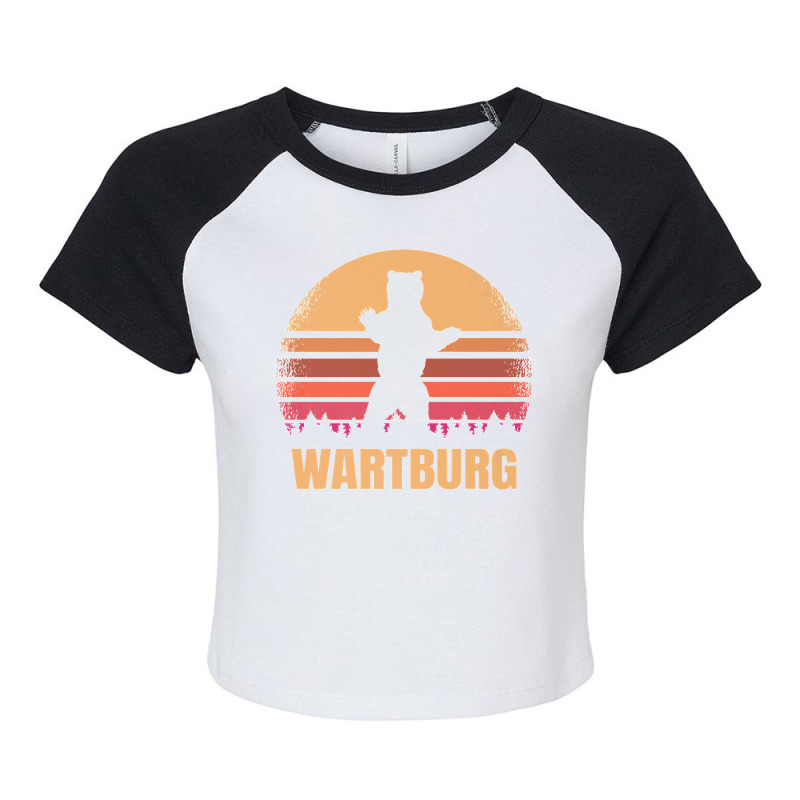 Wartburg Tennessee Vintage Bear Distressed Retro 80s Sunset Premium Raglan Crop Top by cm-arts | Artistshot