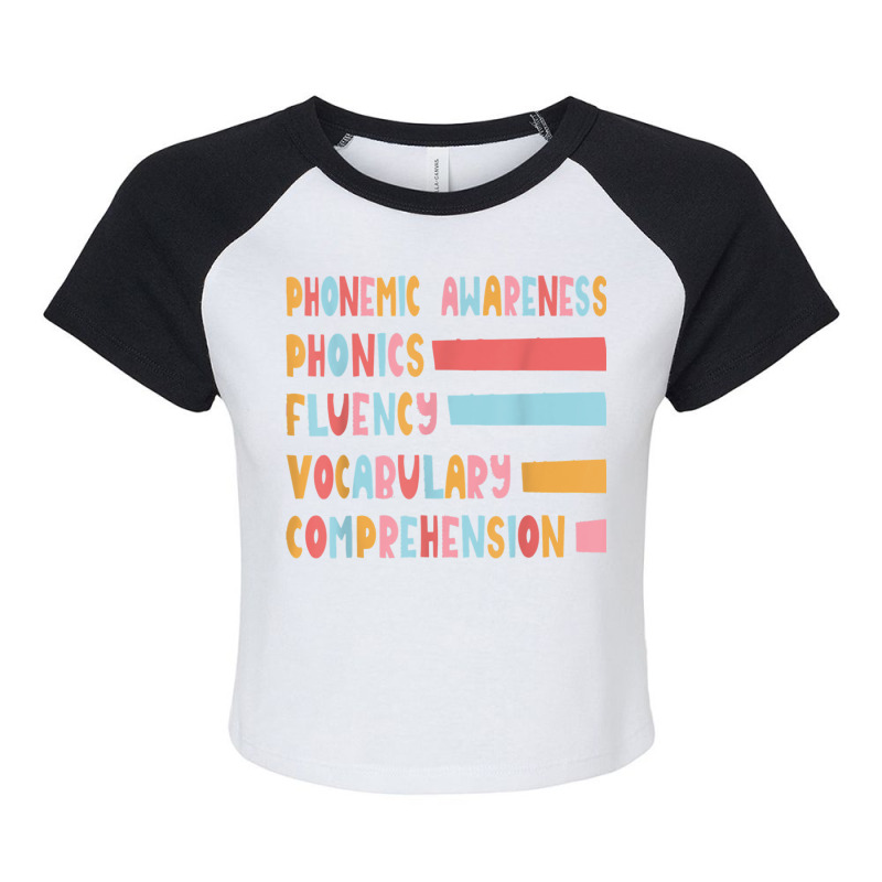 Phonemic Awareness Phonics Fluency Vocabulary Comprehension Raglan Crop Top by Prismatic | Artistshot