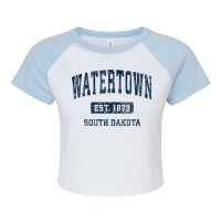 Watertown South Dakota Sd Vintage Athletic Sports Design Raglan Crop Top | Artistshot