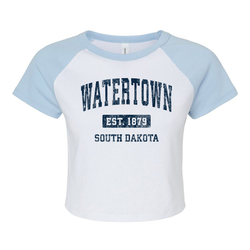 Watertown South Dakota Sd Vintage Athletic Sports Design Raglan Crop Top by Color | Artistshot