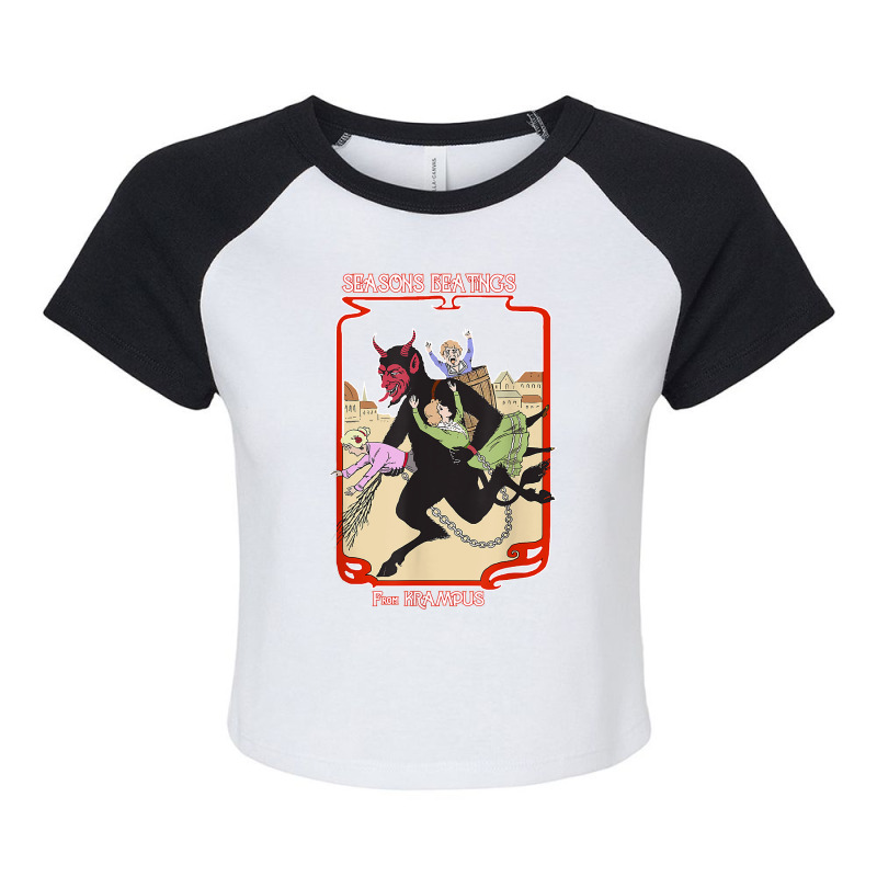 Seasons Beatings From Krampus Christmas Raglan Crop Top by rayhenault | Artistshot