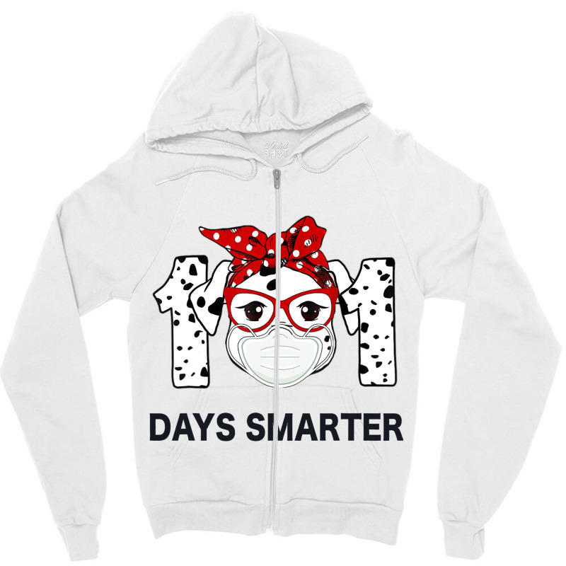 101 Days Smarter Dalmatian Dog Face Mask 100th Day Zipper Hoodie | Artistshot