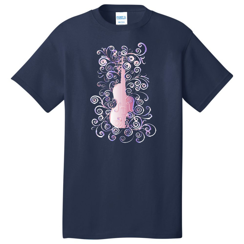 Violin Music Musical Instrument Violin Flourish Basic T-shirt by liburdowu | Artistshot