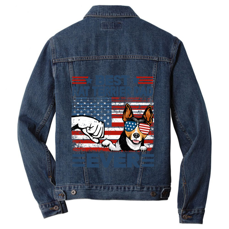 Best Rat Terrier Dad Ever American Flag Fathers Da Men Denim Jacket by FriedBarcia | Artistshot