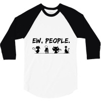 Black Cat Ew People Meowy Funny Cat Lover Cat Dad  3/4 Sleeve Shirt | Artistshot