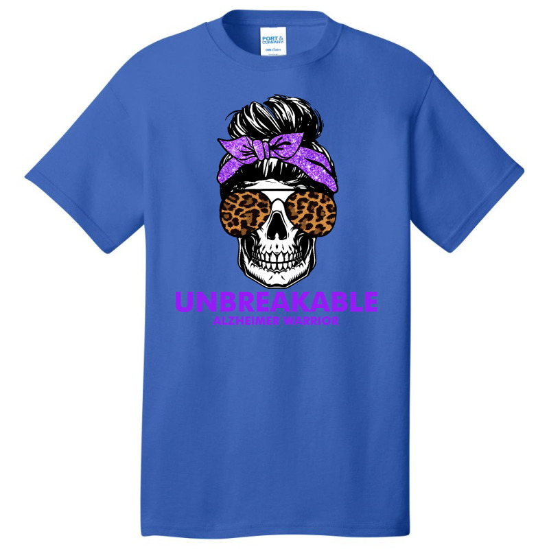 Alzheimers Unbreakable Alzheimer Warrior Skull Halloweenfor Woman 22 A Basic T-shirt | Artistshot