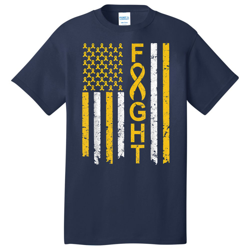 Distressed Fight Childhood Cancer Awareness American Flag T Shirt Basic T-shirt by kasaqcsegurc | Artistshot