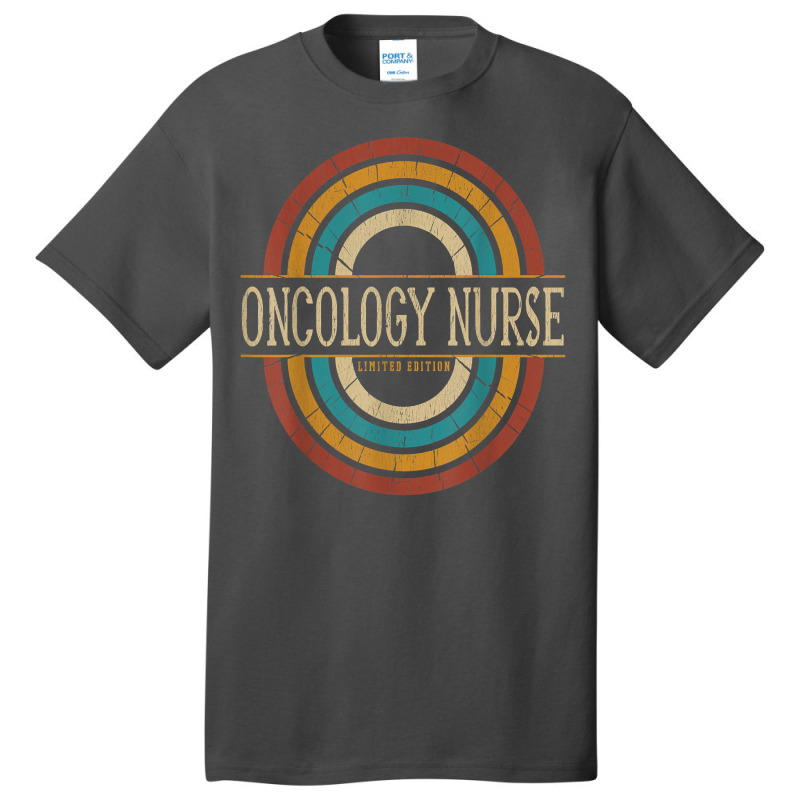 Oncology Nurse Nursing Vintage Retro T Shirt Basic T-shirt by waltervanderwilt1 | Artistshot