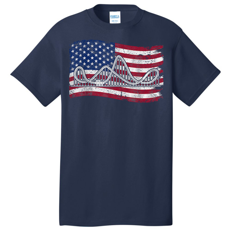 Roller Coaster American Flag Vintage T Shirt Basic T-shirt | Artistshot