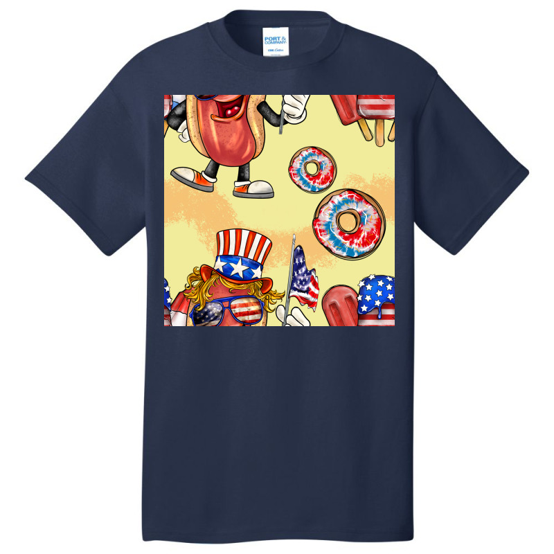 Patriotic Hotdog Ice Cream Donat Basic T-shirt by BundleAndBundleShop | Artistshot