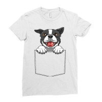 Boston Terrier Pocket Funny Boston Terrier In Pock Ladies Fitted T-shirt | Artistshot