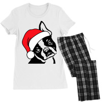 Boston Terrier Santa Hat Funny Christmas Women's Pajamas Set | Artistshot