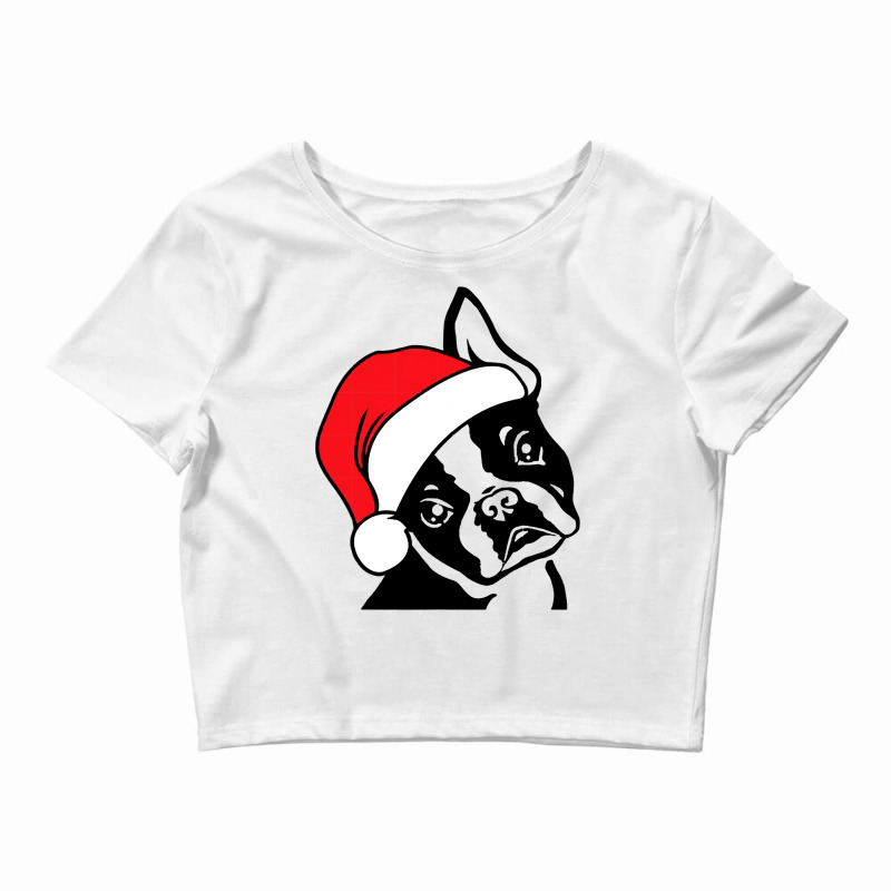 Boston Terrier Santa Hat Funny Christmas Crop Top by JESSICAMARTINA | Artistshot