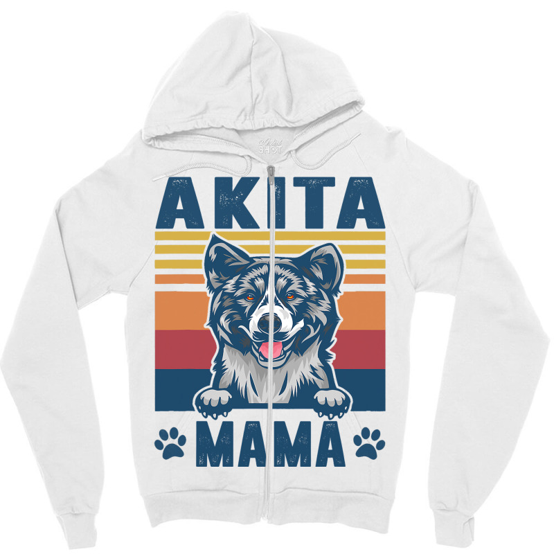 Akita Mama Mother Retro Gifts Dog Mom Zipper Hoodie | Artistshot