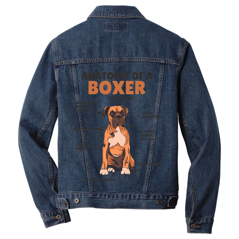 Anatomy Of A Boxer Cute Dogs Funny Dog Boxer 3 Men Denim Jacket | Artistshot