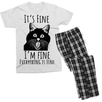 Black Cat Its Fine Im Fine Everythings Is Fine Gif Men's T-shirt Pajama Set | Artistshot