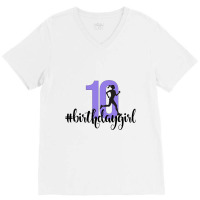 10th Birthday Teen Double Digits Run Track Running V-neck Tee | Artistshot