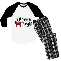 Alaskan Malamute Christmas Buffalo Plaid Dog Cute Men's 3/4 Sleeve Pajama Set | Artistshot