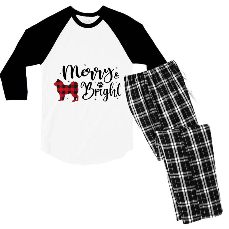 Alaskan Malamute Christmas Buffalo Plaid Dog Cute Men's 3/4 Sleeve Pajama Set | Artistshot