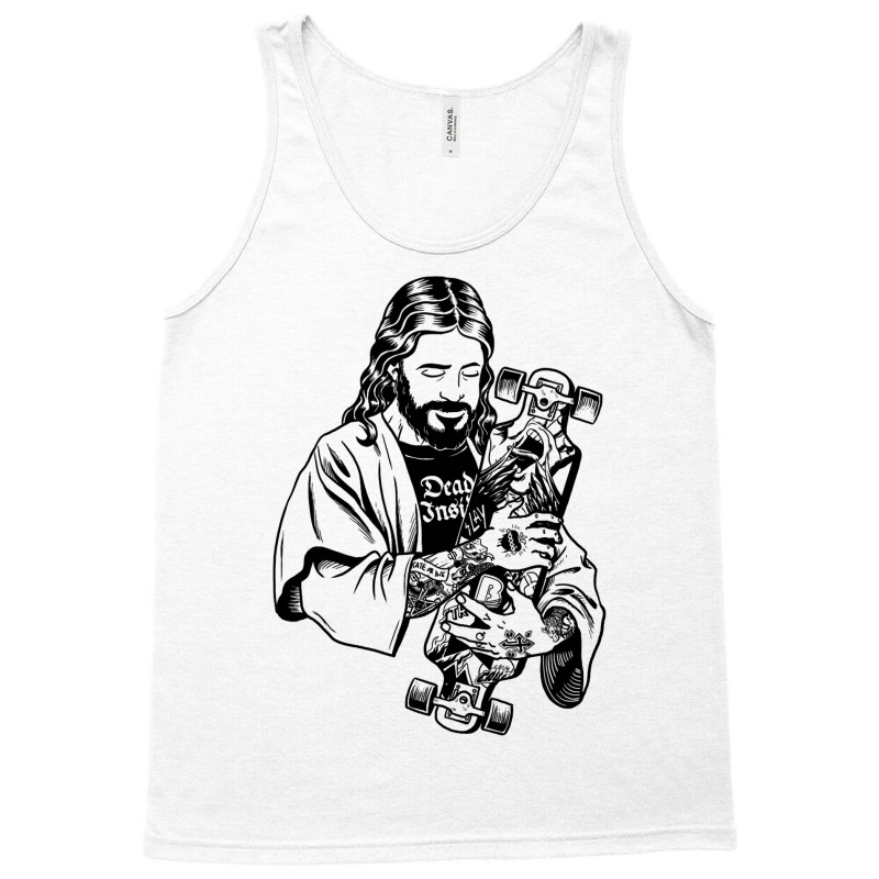 Badass Jesus Punk With Tattoos Loves Skateboard An Tank Top | Artistshot