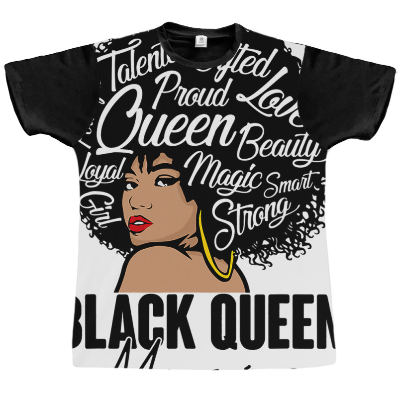 Black Queen Magic Bhm Melanin Skin Pride Afro Girl Graphic T-shirt | Artistshot