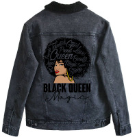 Black Queen Magic Bhm Melanin Skin Pride Afro Girl Unisex Sherpa-lined Denim Jacket | Artistshot