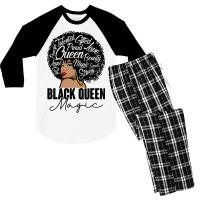 Black Queen Magic Bhm Melanin Skin Pride Afro Girl Men's 3/4 Sleeve Pajama Set | Artistshot