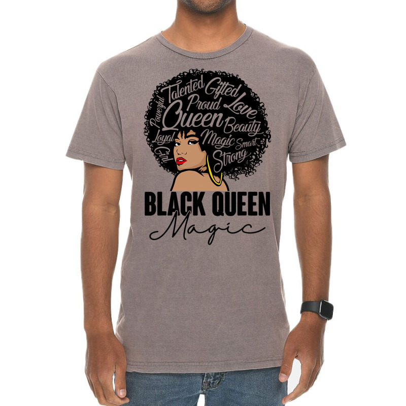 Black Queen Magic Bhm Melanin Skin Pride Afro Girl Vintage T-shirt | Artistshot